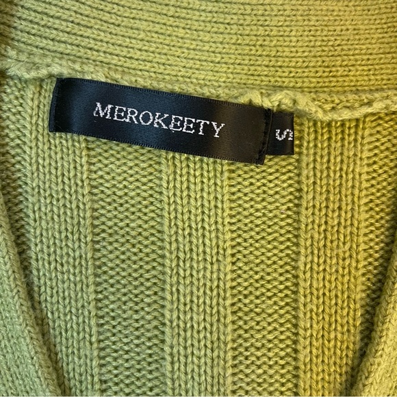 Merokeety Olive Green Cable Knit Button Front Cardigan. Women's Small - Picture 7 of 7